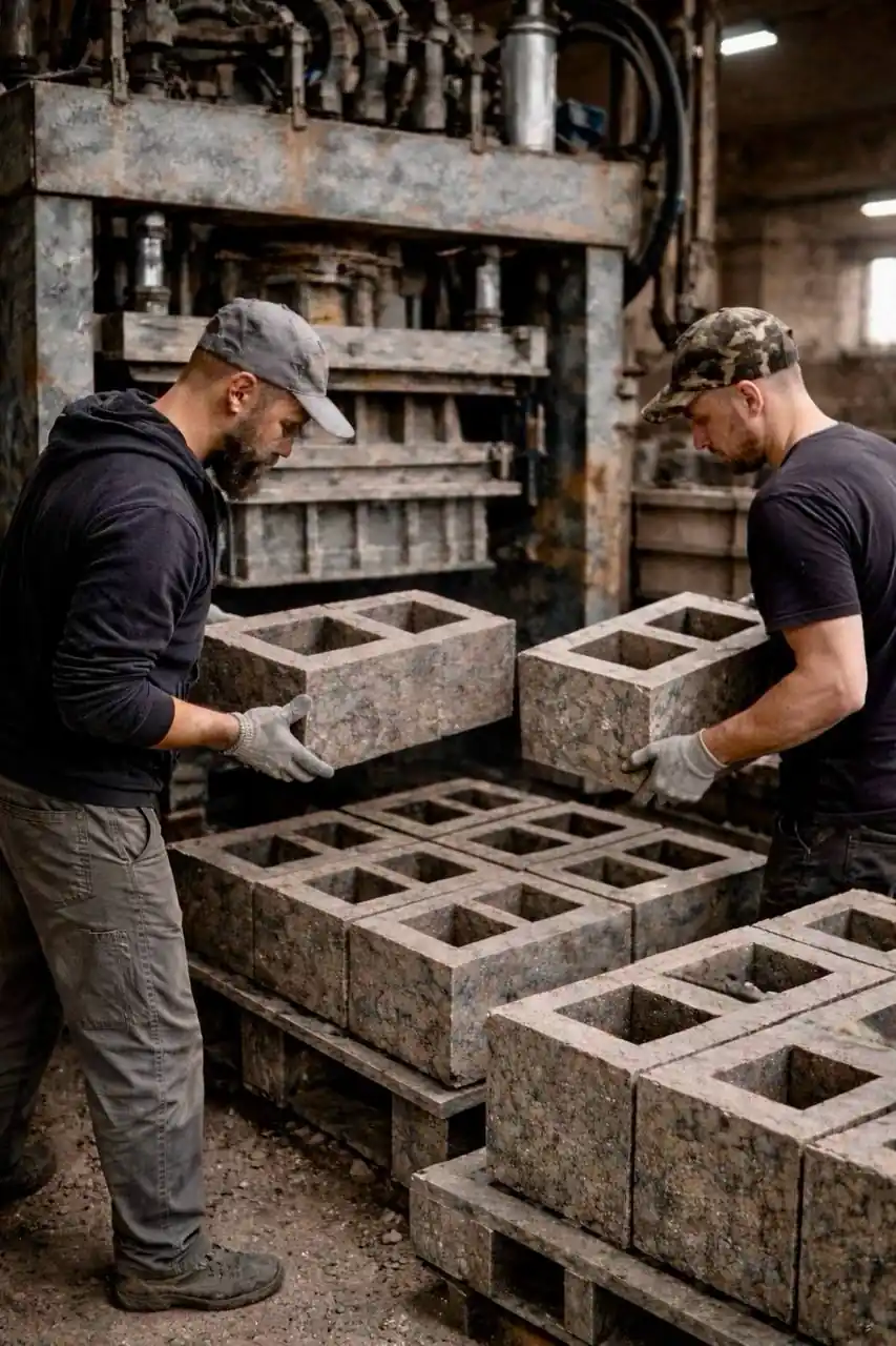 Подготовка смеси и форм — бетонные блоки для забора